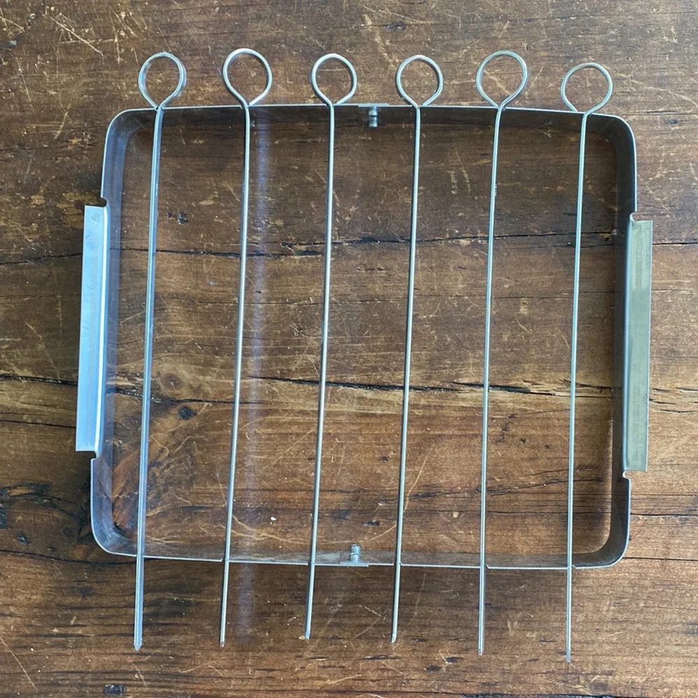 VTG Shish-Kebab Cooking Set. 13 Chrome Plated Skewers with Rack/Recipes. BBQ
